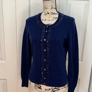Banana Republic Blue Square beaded cardigan medium
